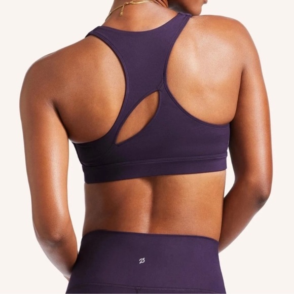 PELOTON Cadent Spliced Go Further Cut Out Sports Bra Large Purple New - Picture 2 of 5